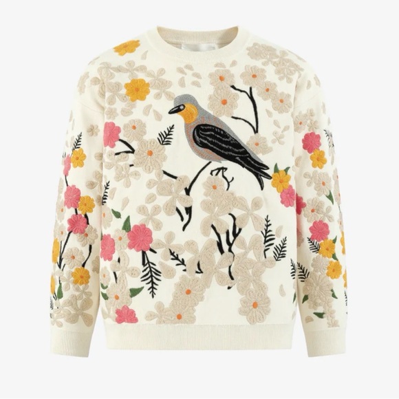 Yitai Sweaters - Yitai Mille Fleurs Embroidery Sweater Large NWT